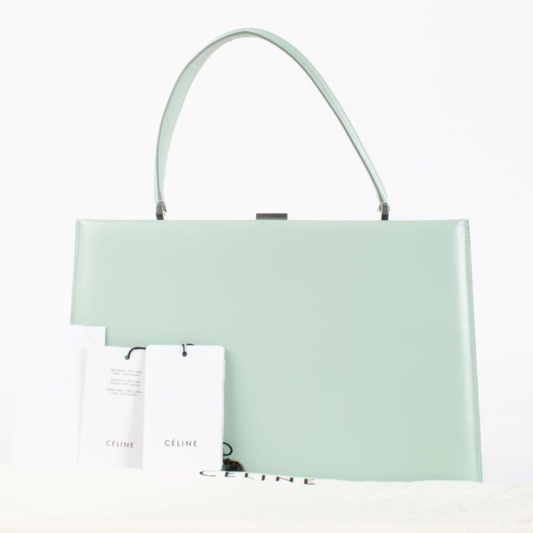 Céline Mint Green Box Calfskin Medium Clasp Bag ○ Labellov ○ Buy