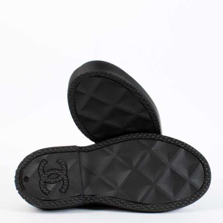 Chanel Black Coco Mark Rubber Slip-On Shoes — Size 39