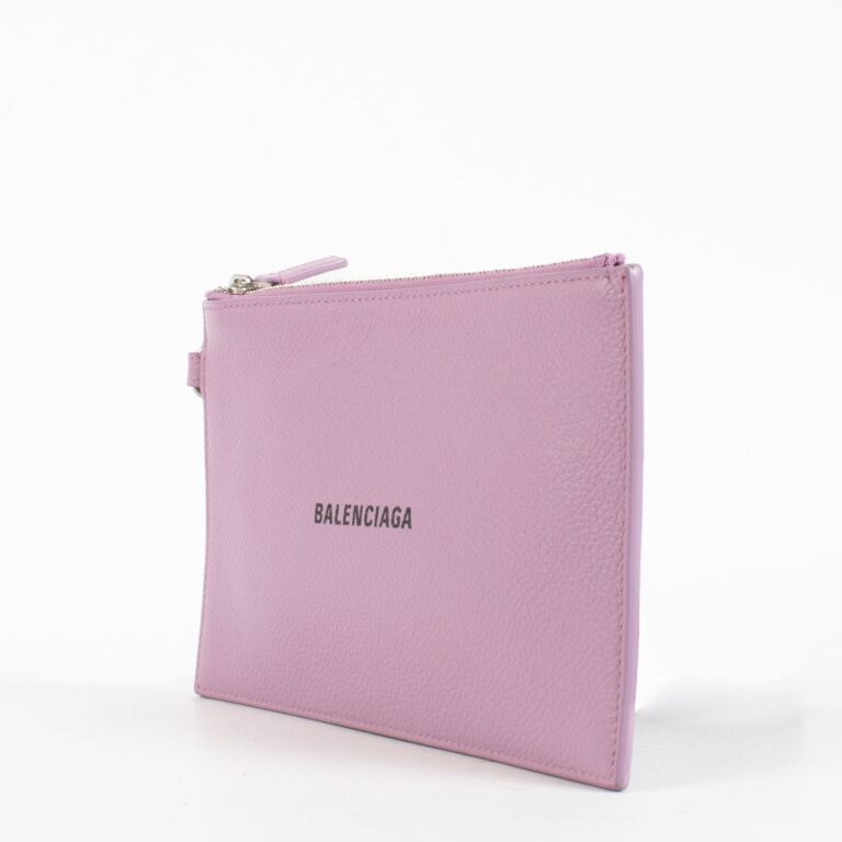 Balenciaga Pink Leather Zip Pouch ○ Labellov ○ Buy and Sell