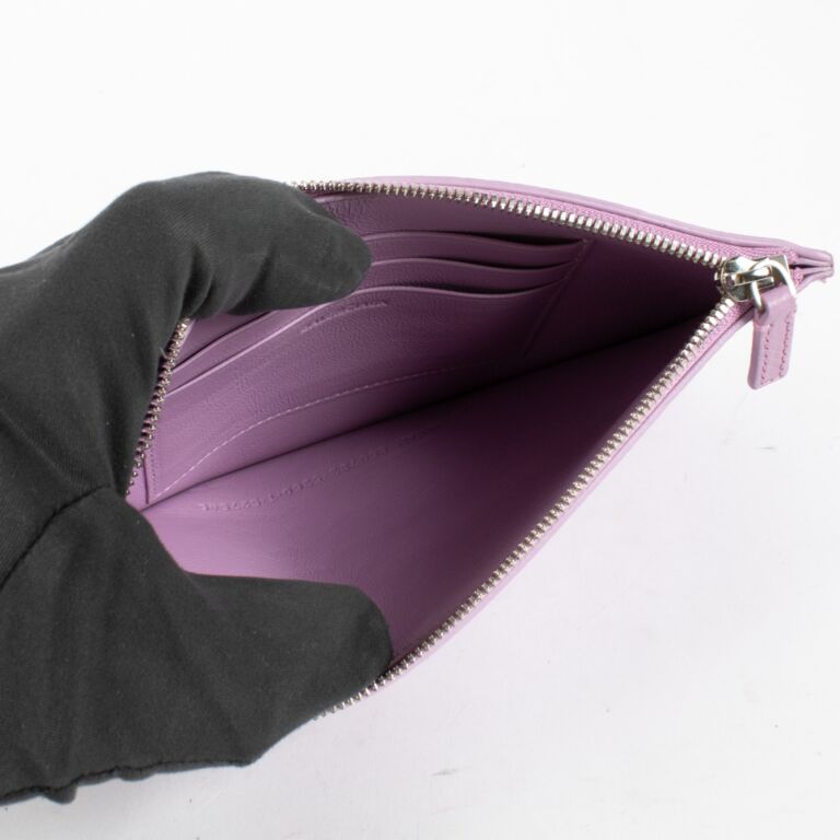 Balenciaga Lavender Leather Cash Zipped Pouch with Card Holder