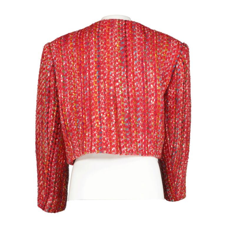 Celine Vintage Red Cropped Tweed Jacket ○ Labellov ○ Buy and
