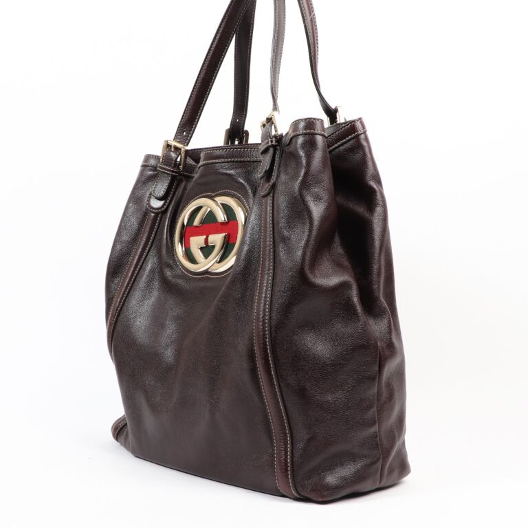 Black leather deals gucci tote