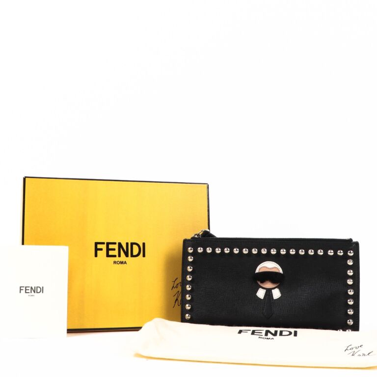 Fendi Black Karl Lagerfeld Studded Clutch Labellov Buy and
