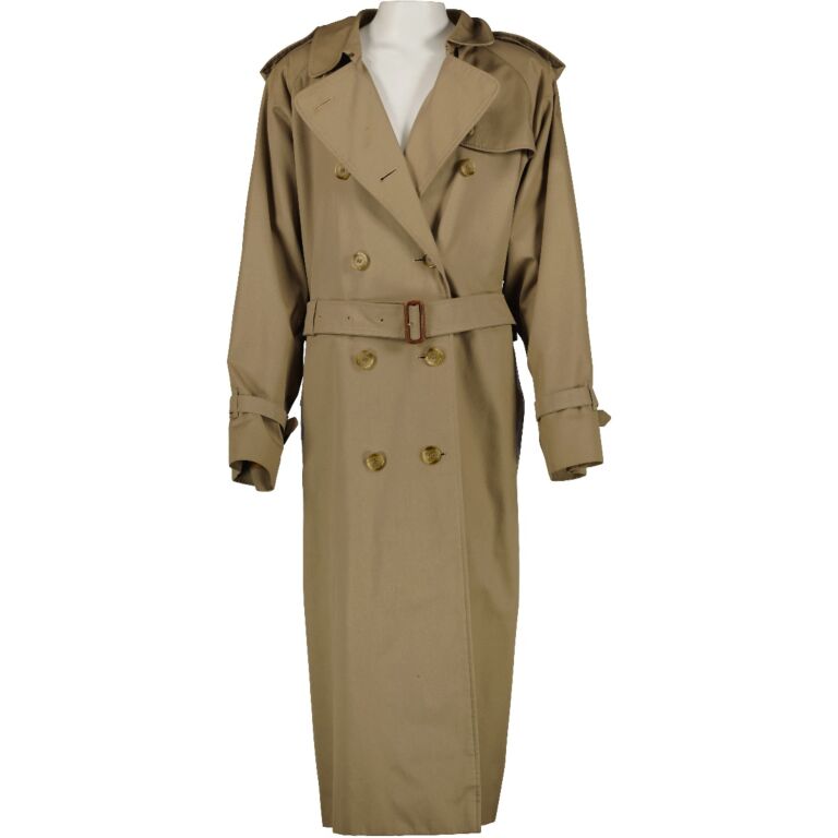 Burberry Vintage Beige Long Trench Coat Size UK16 Labellov