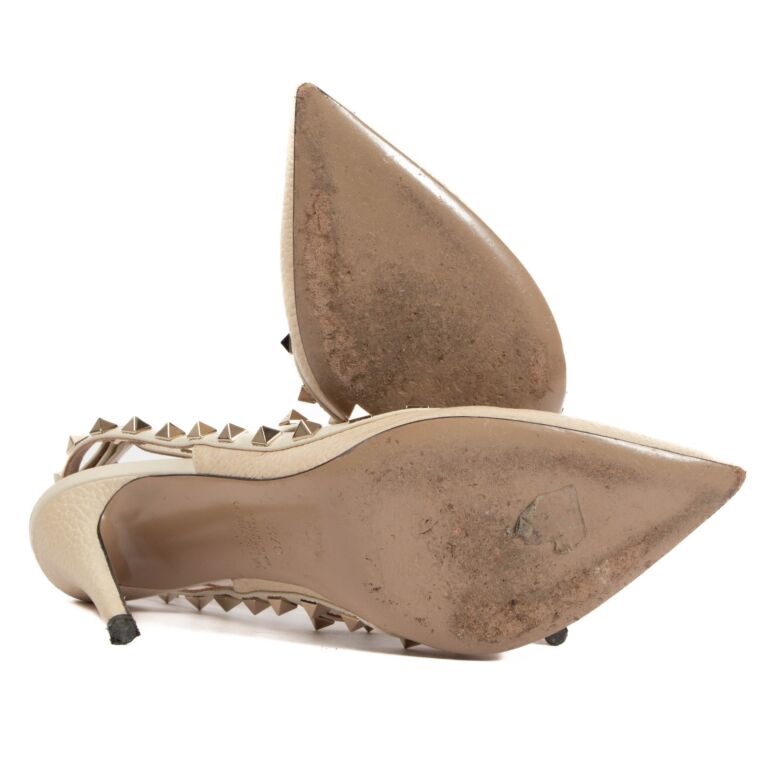 Beige caged heels on sale