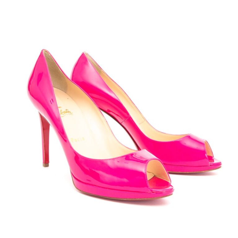 Christian Louboutin Pink Patent Peeptoe Pumps Labellov Buy