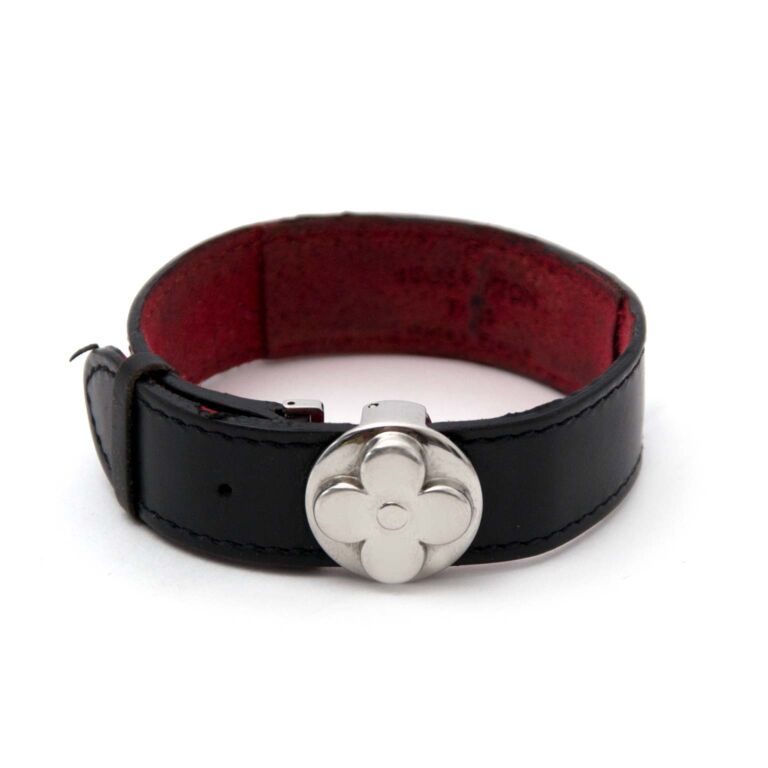 bracelet louis vuitton wish fleur monogram cuir noir