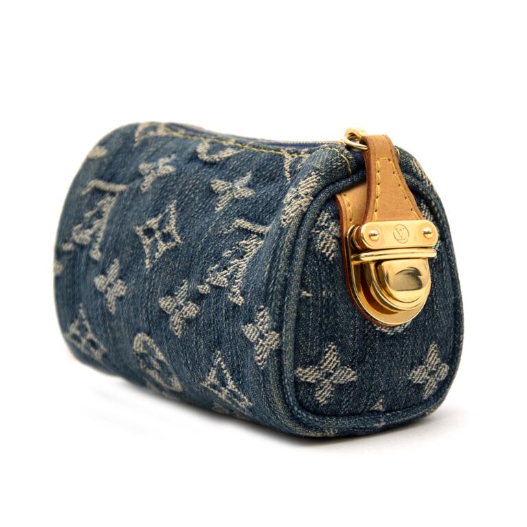 Louis Vuitton Blue, Pattern Print Monogram Denim Micro Speedy Bag Charm