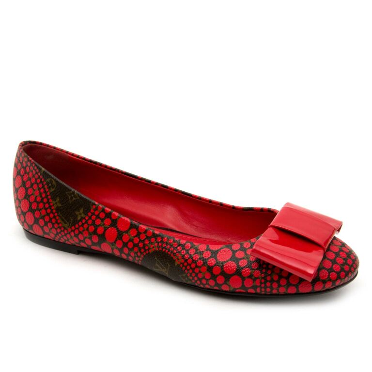 Louis Vuitton x Yayoi Kusama Limited Edition Red Polka Dot Monogam Canvas  Bow Ballet Flats Size 38 Louis Vuitton