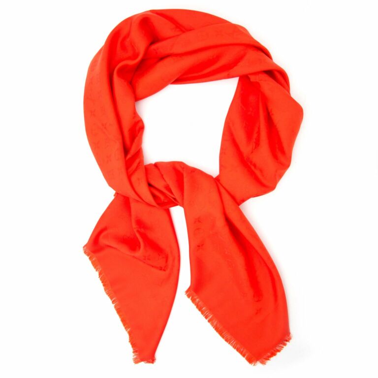 Louis Vuitton Orient Orange Monogram Scarf ○ Labellov ○ Buy and