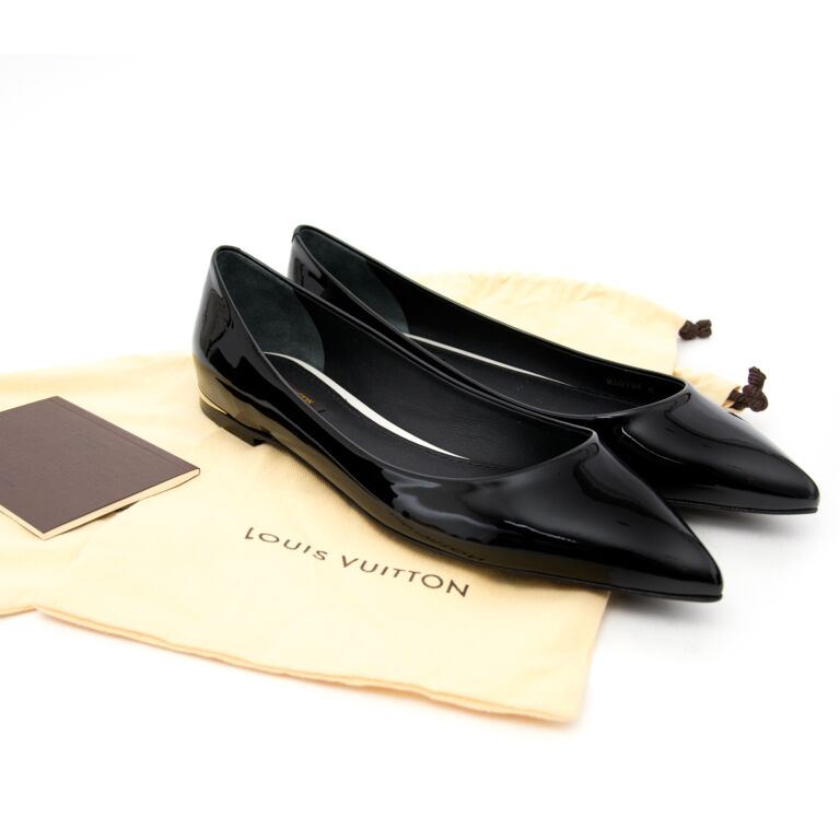 Louis Vuitton, Shoes, Louis Vuitton Uniformes Black Patent Leather  Ballerina Flats Shoes Sz 377
