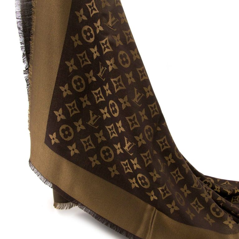 Louis Vuitton Monogram Shine Shawl Golden Brown 