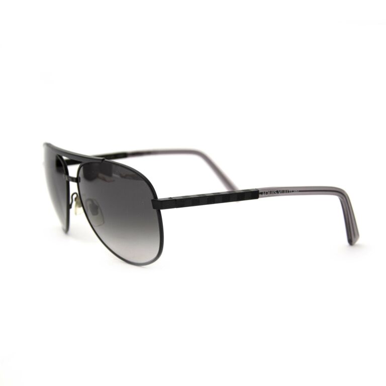 Louis Vuitton Goldtone Metal Damier Attitude Pilote SunglassesZ0523U   Yoogis Closet