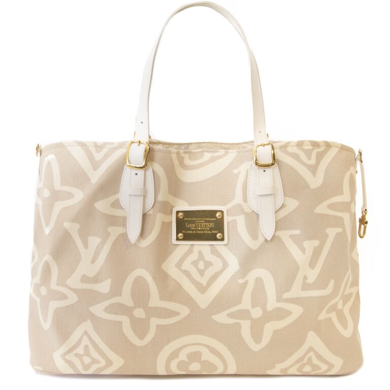 LOUIS VUITTON Tahitienne Cabas GM Monogram Print Canvas Tote Bag Beige