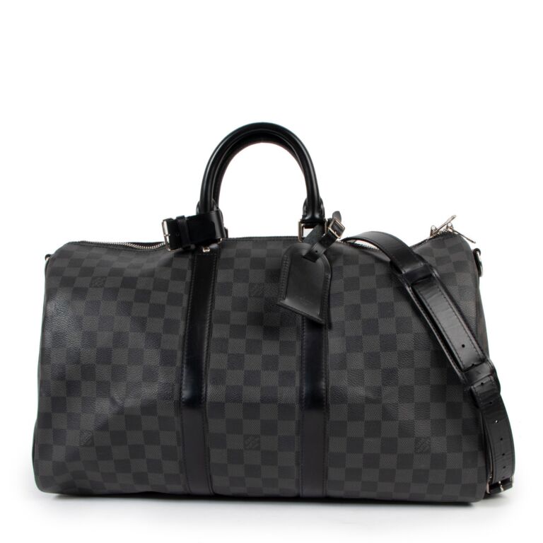 Louis Vuitton Black Damier Graphite Keepall Bandouliere 45 Duffle Bag 4l830a