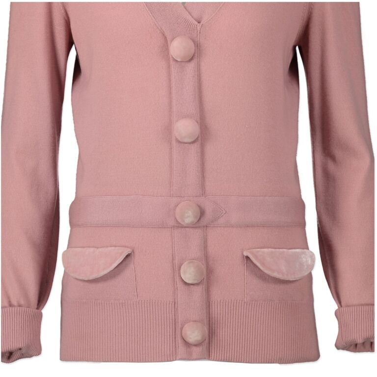 Louis Vuitton Pink Cashmere Rear Zip Cardigan Sweater Size Large