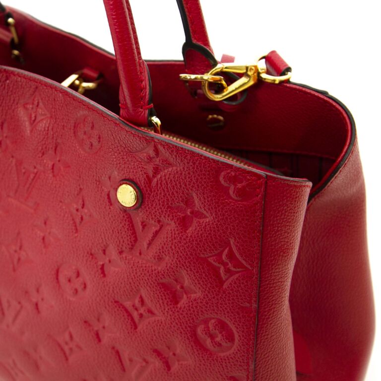 Rare Louis Vuitton Empreinte Montaigne MM Poppy Red M41194 Excellent  Condition