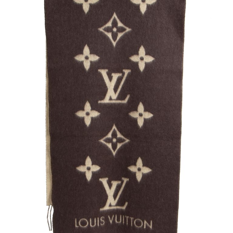 Louis Vuitton Brown Cashmere Perforated Logo Scarf Louis Vuitton