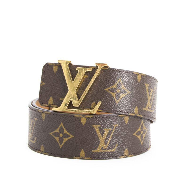 Louis Vuitton Monogram Gold Lv Cutout Buckle Belt Size 85/34 Brown Leather  ref.594643 - Joli Closet