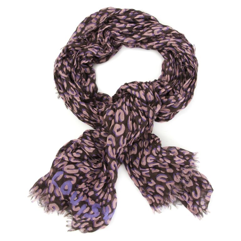 Louis Vuitton Cashmere Silk Sprouse Leopard Stole Scarf Shiny