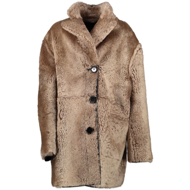 Marni Black Lamb Leather Reversible Shearling Coat size FR40