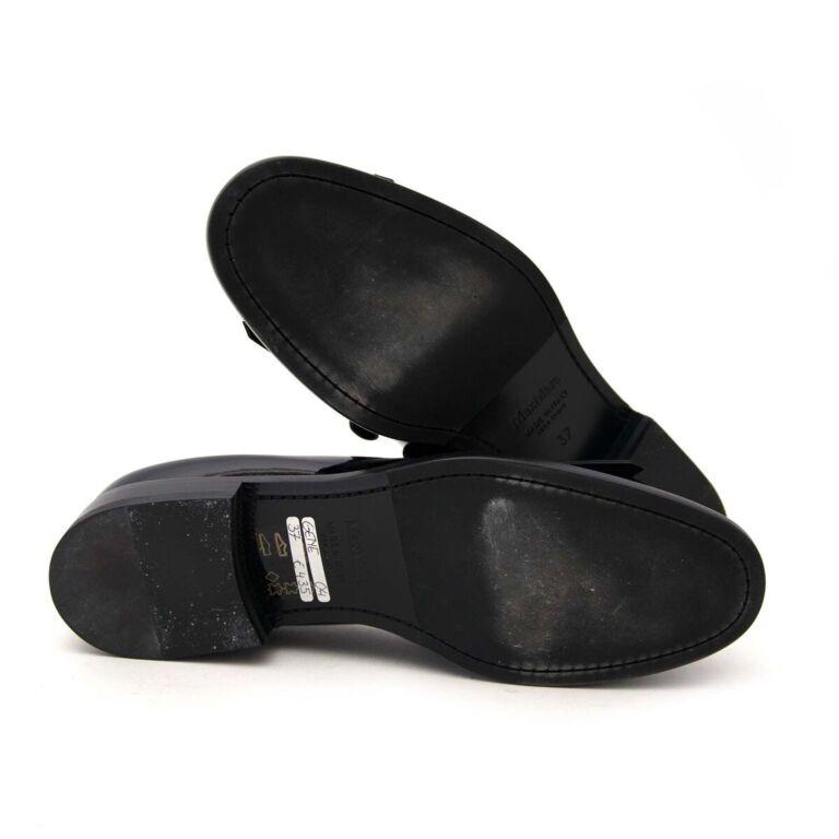 Max Mara Black Genie Patent Fringes Loafers - Size 37