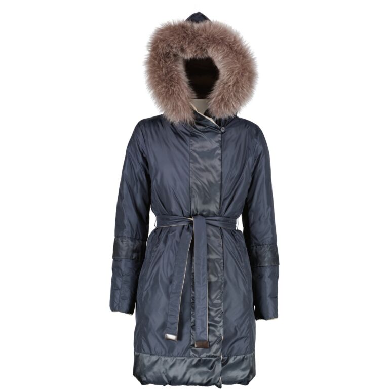 Max Mara Silver Blue Reversible Padded Coat Size 34 Labellov