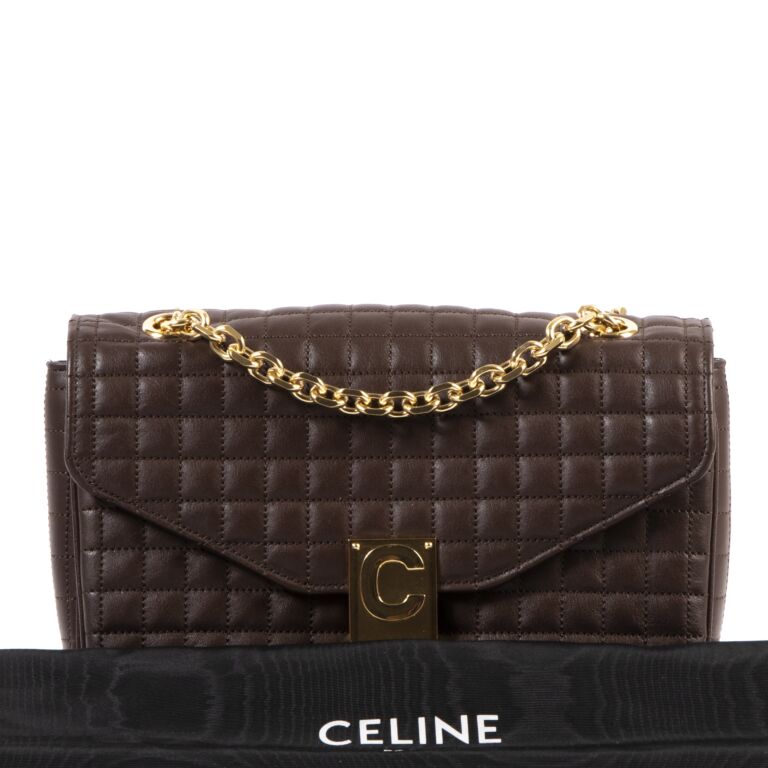 Celine Brown Quilted Leather Medium C Bag Labellov Buy and Sell Authentic Luxury