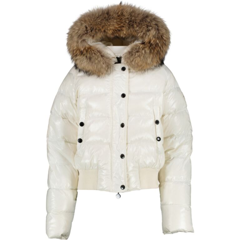 White puffer coats with fur hood online