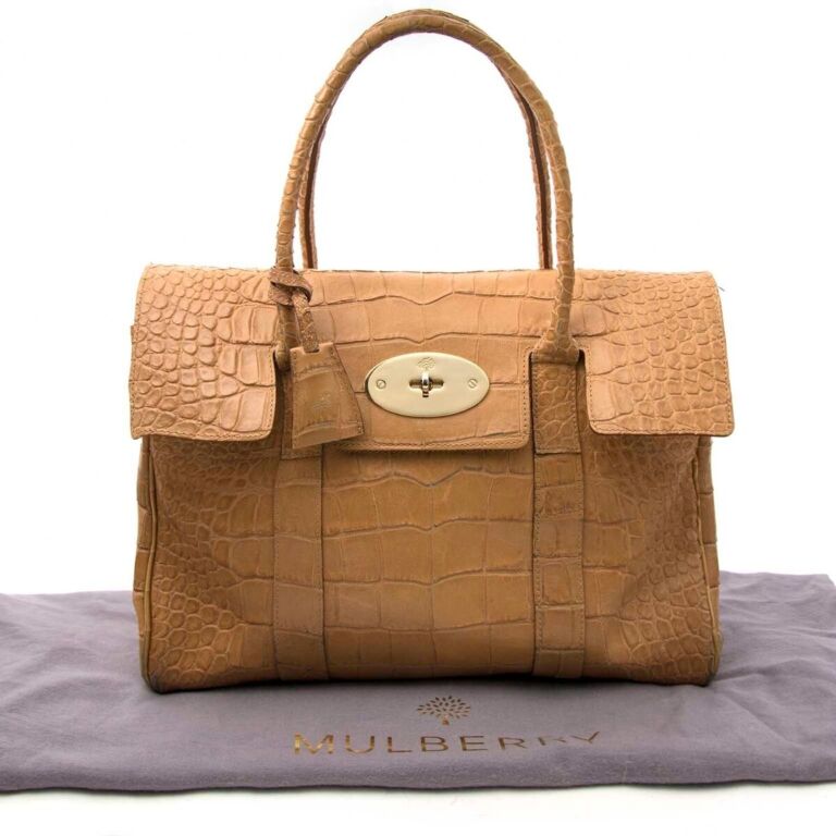Mulberry East West Bayswater in Biscuit Brown Soft Croc Print