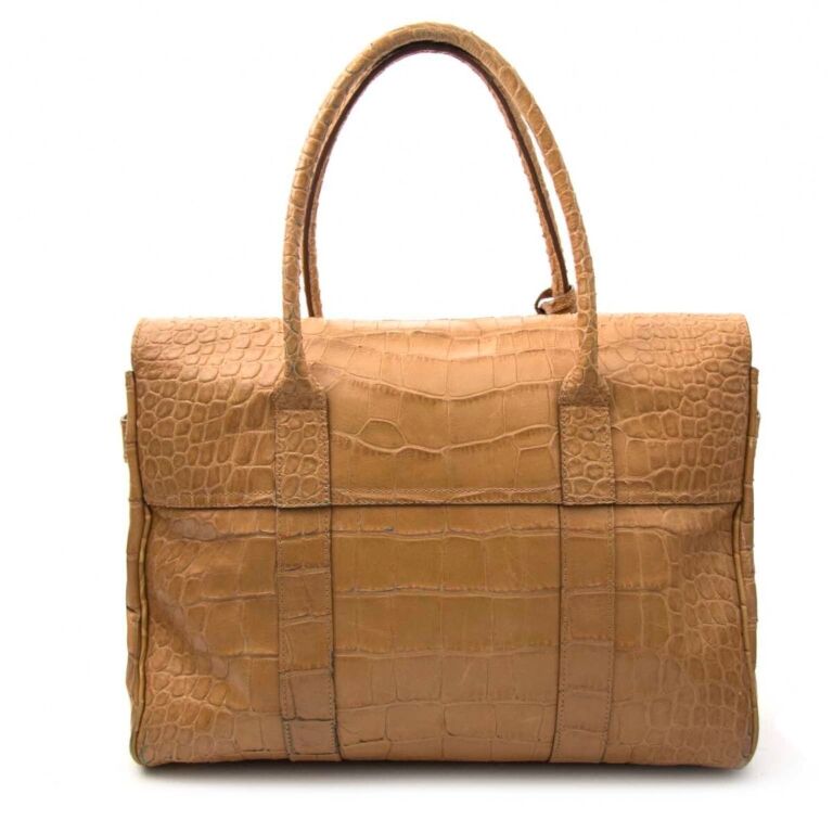 Mulberry East West Bayswater in Biscuit Brown Soft Croc Print