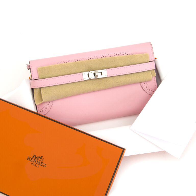 LIMITED! Authentic NEW Hermes Kelly Long Wallet Ghillies Rose Sakura PHW  PINK
