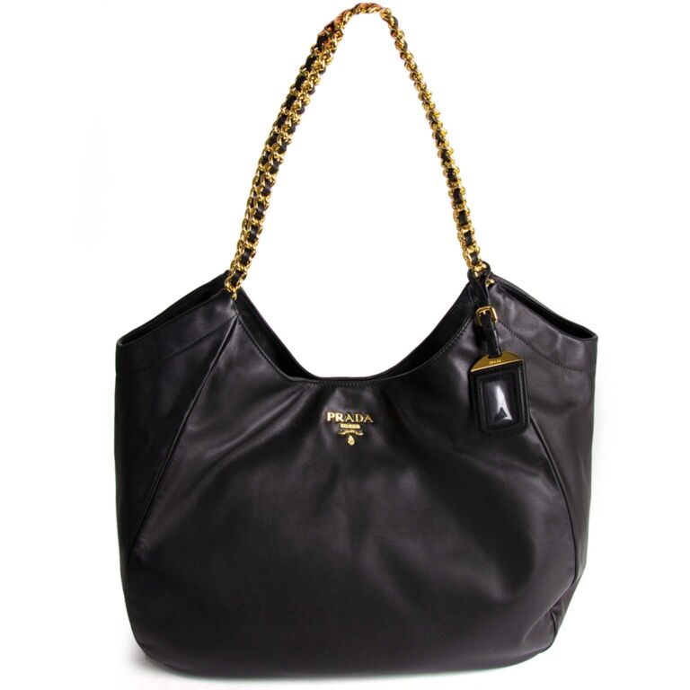 PRADA Black Soft Calf Leather Tote Bag at 1stDibs  prada leather tote, prada  tote bag, prada shoulder bag