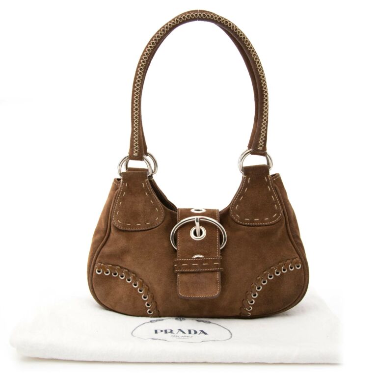 Prada Brown Daim Shoulder Bag ○ Labellov ○ Buy and Sell
