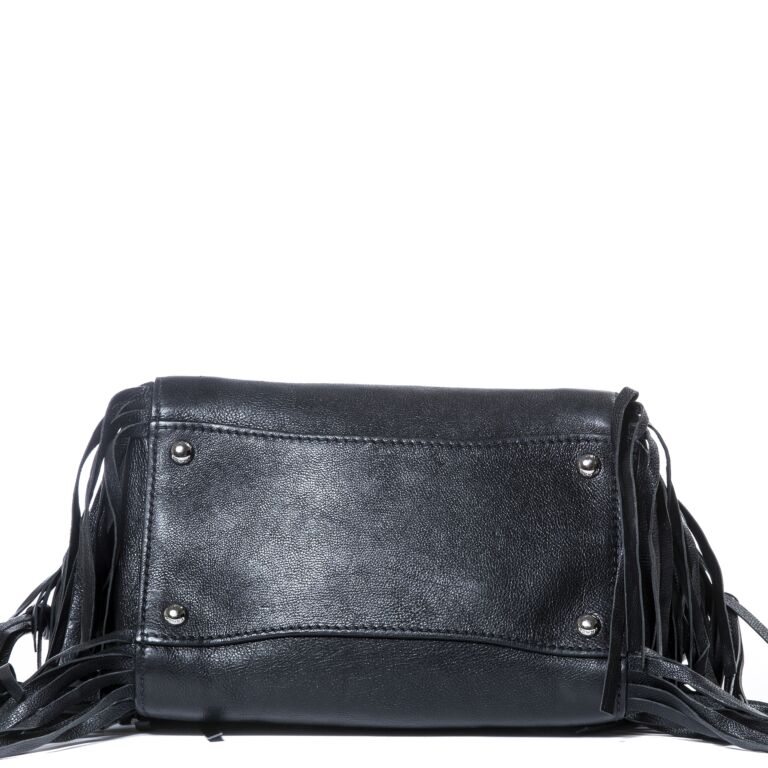 バッグ leather tassel fringe tote bag black Black Faux Leather Side Tassel Tote | Wholesale Accessory Market
