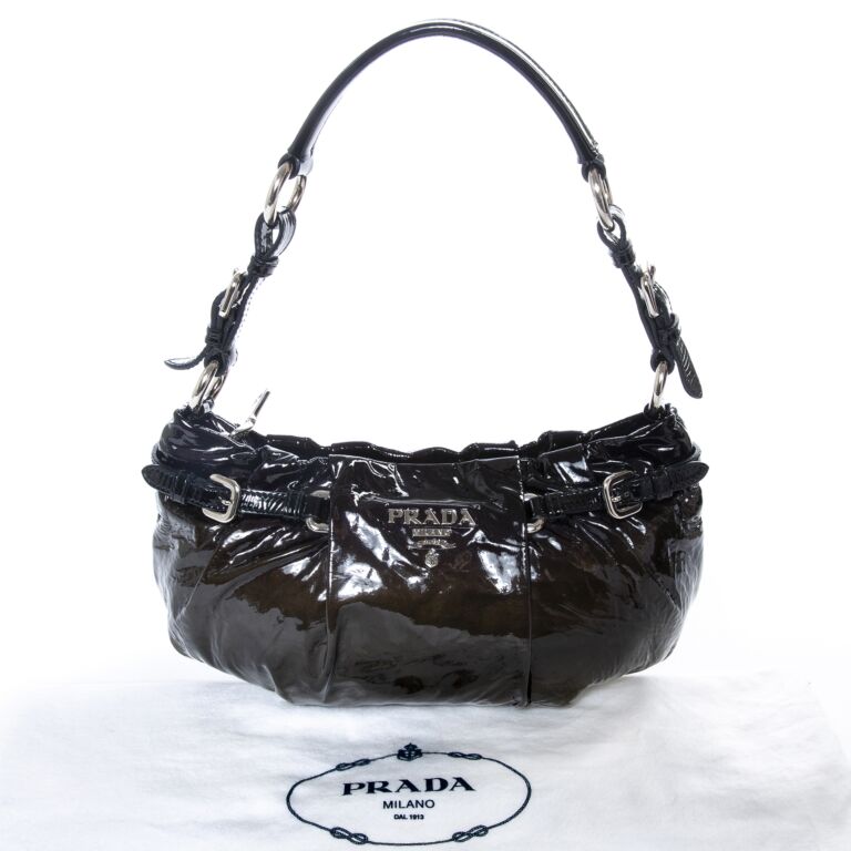 Prada leather baguette clearance bag