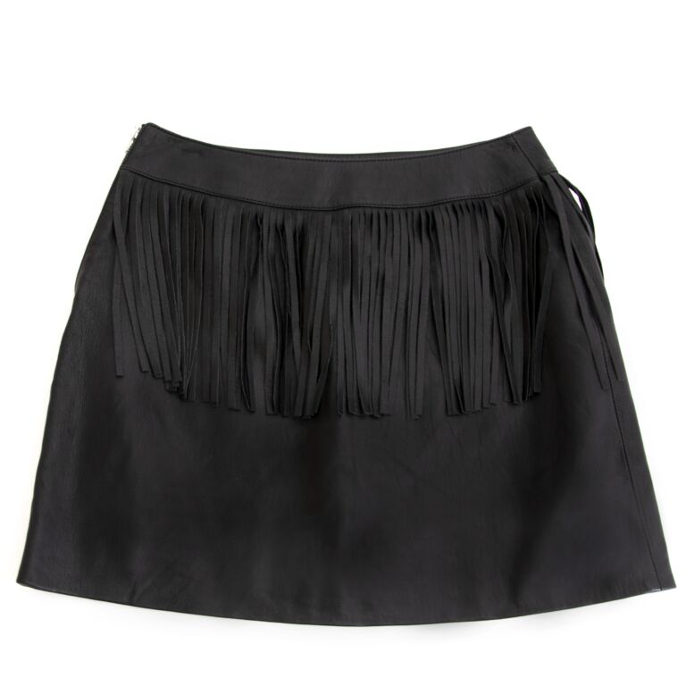 【返品交換不可】 Yves Saint Laurent Black Fringe Skirt - size 36 ○ Labellov パンツ