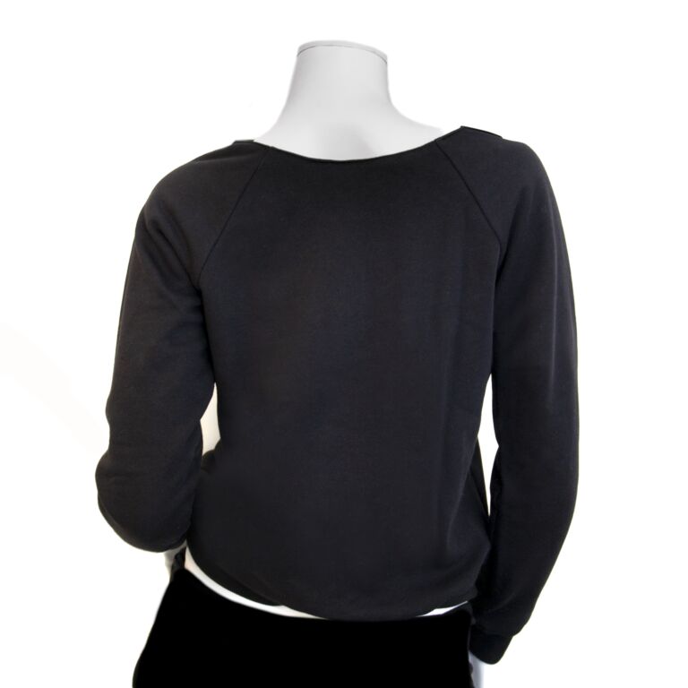 Saint Laurent Black Sweater with Leather Collar Size XS