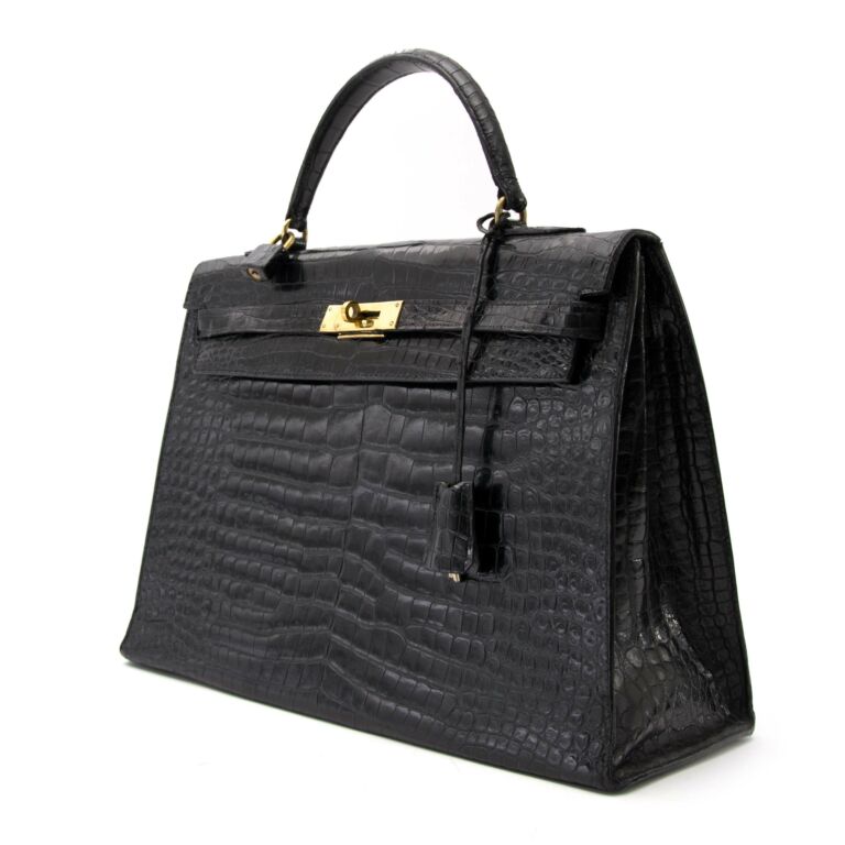 Hermes kelly crocodile black sale