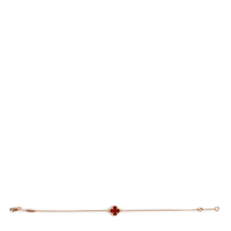 VAN CLEEF & ARPELS Carnelian Guilloché Vintage Alhambra 5 Motifs Bracelet  18k Rose Gold – Dearluxe