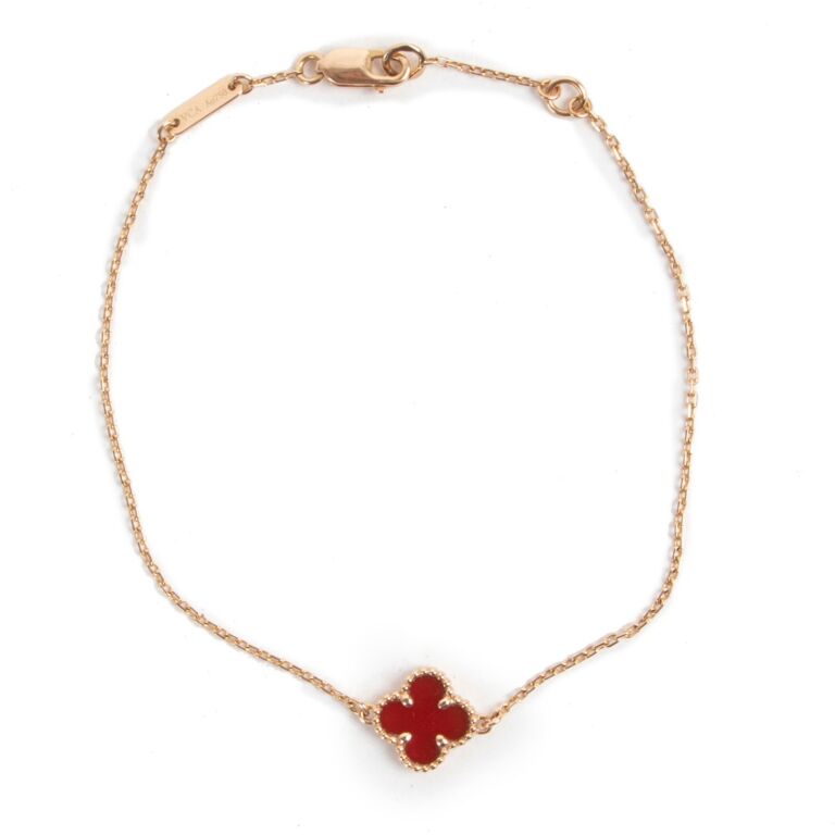 Lucky Spring bracelet, 5 motifs 18K rose gold, Carnelian, Mother-of-pearl,  Onyx - Van Cleef & Arpels