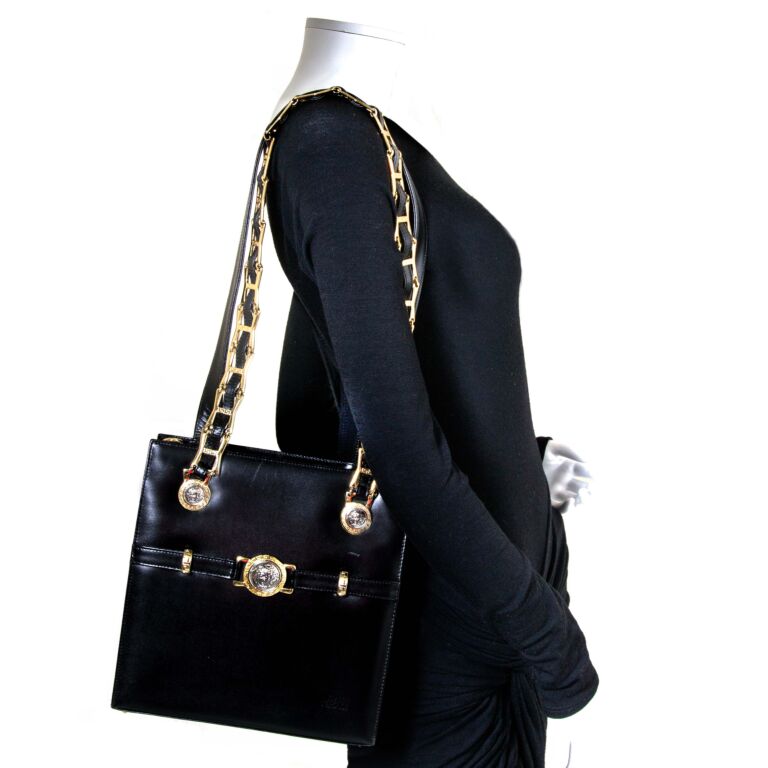 Amazing GIANNI VERSACE Black Real Leather Bag