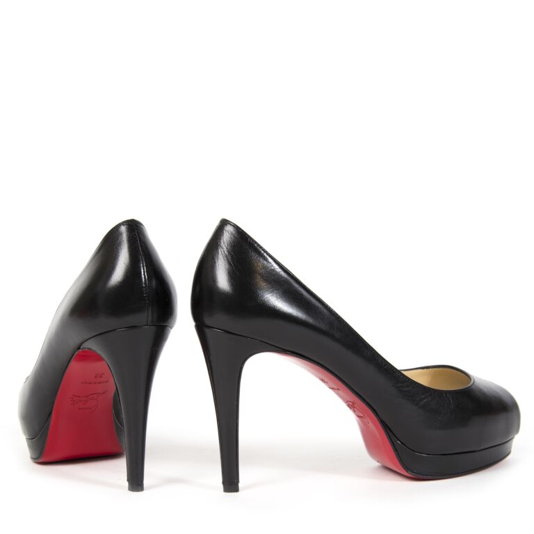 Christian Louboutin Black Leather Peep-toe Pumps - size 38