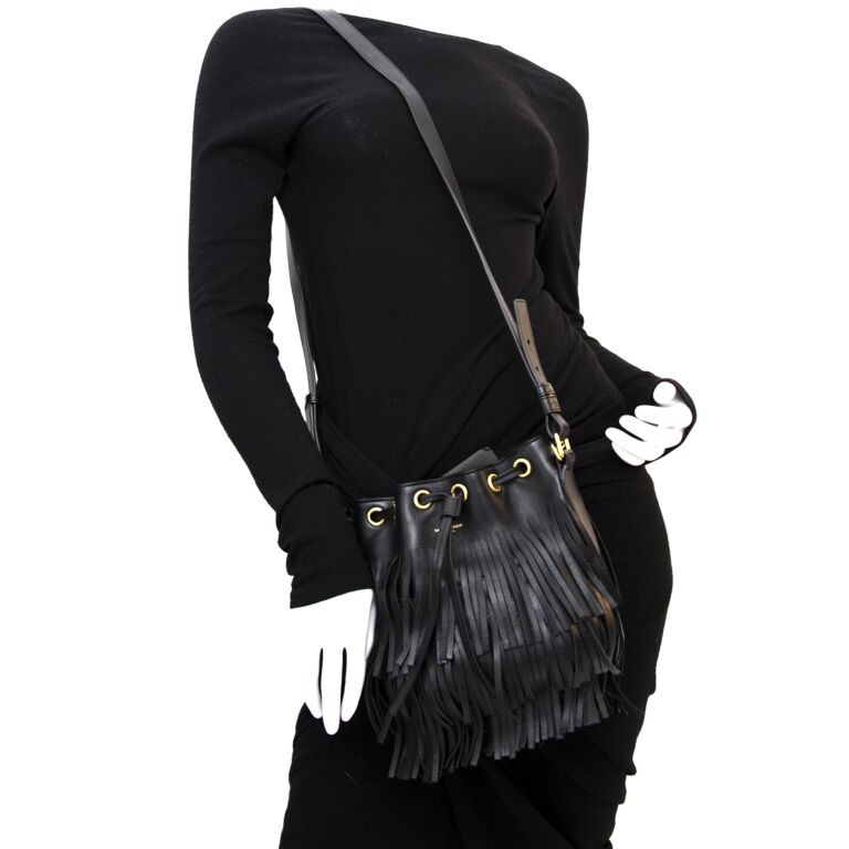 Studded Small Emmanuelle Fringe Bucket Bag