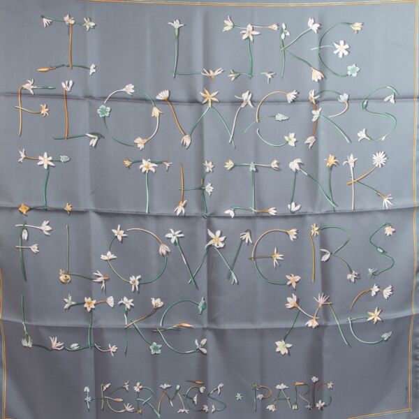 Hermès Petrol I Like Flowers Scarf
