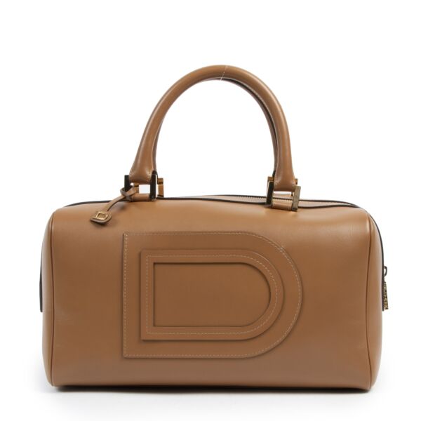 Authentic second-hand vintage Delvaux Cognac Louise Boston Bag buy online webshop LabelLOV