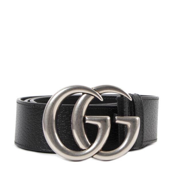 Gucci Double G Black And Silver Leather Belt pour le meilleur prix chez Labellov à Anvers