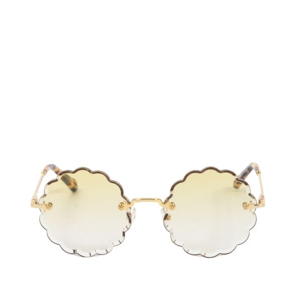 Authentieke Tweedehands Chloé Rosie Flower Gold/Yellow Shaded Sunglasses juiste prijs veilig online shoppen luxe merken webshop winkelen Antwerpen België mode fashion