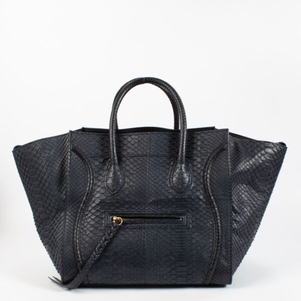 shop 100% authentic second hand Celine Blue Python Luggage Top Handle Bag on Labellov.com