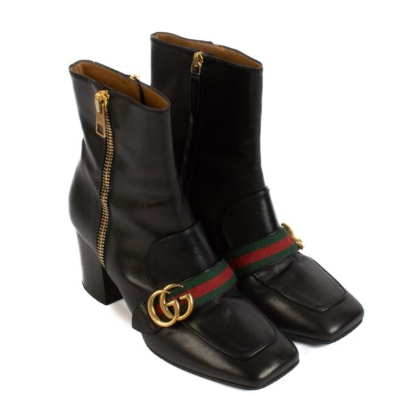 Gucci Black GG Web Ankle Boots - Size 39